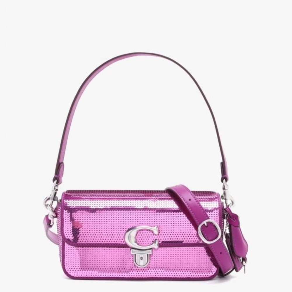 Coach Studio Baguette 20 Pink Sequin Shoulder Crossbody Bag NWT